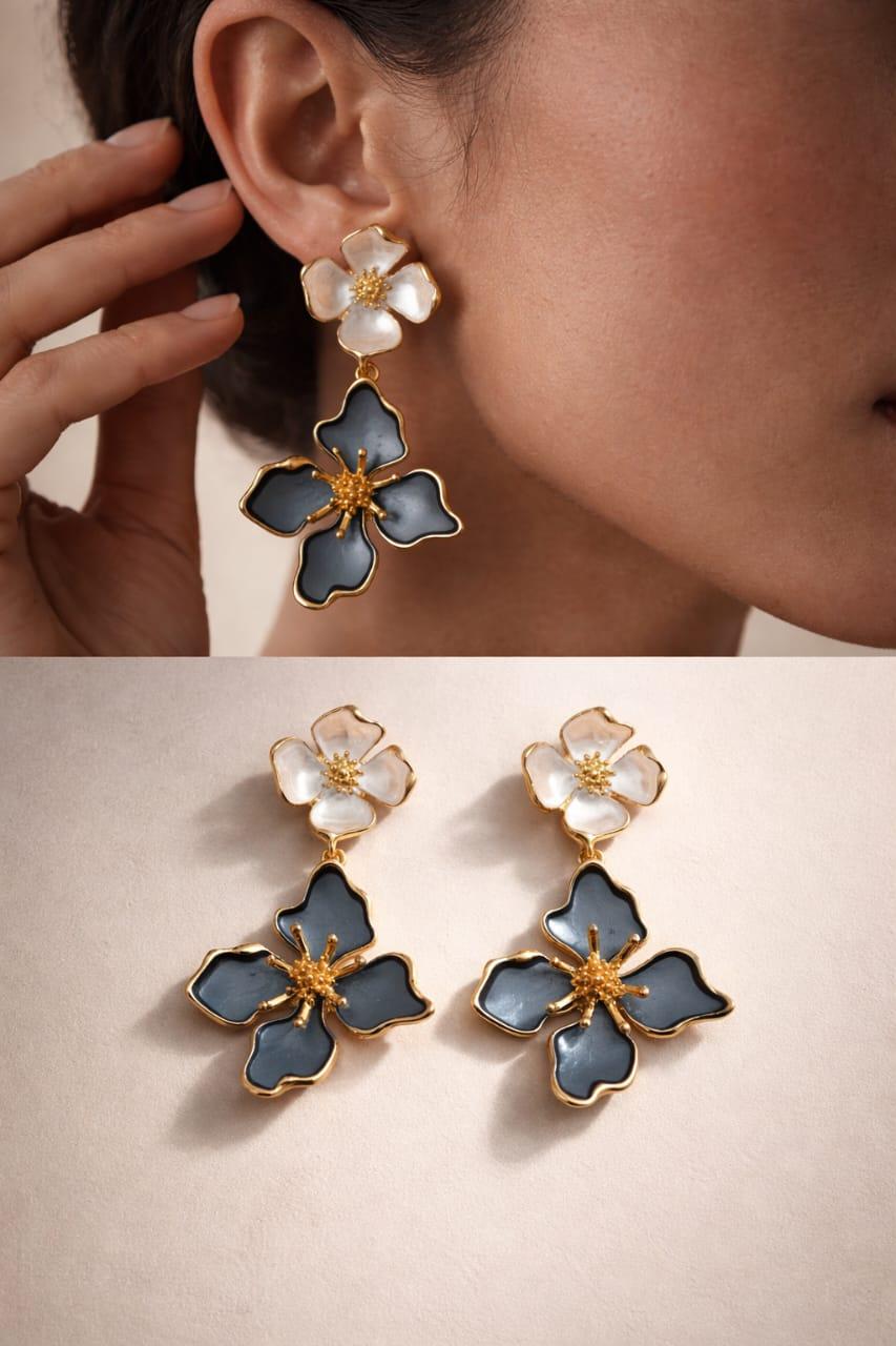 Midnight Bloom Drop Earrings - Image 2