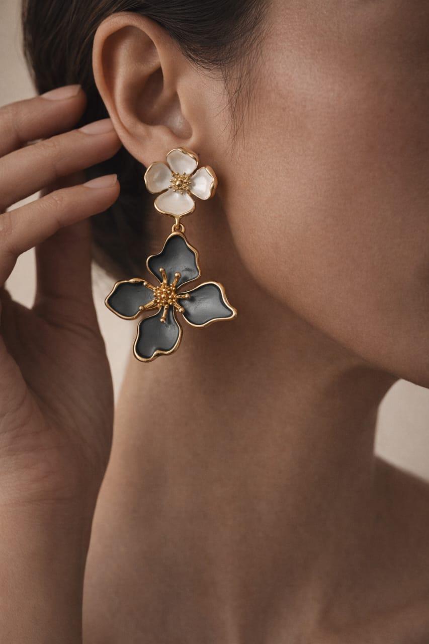 Midnight Bloom Drop Earrings - Image 3