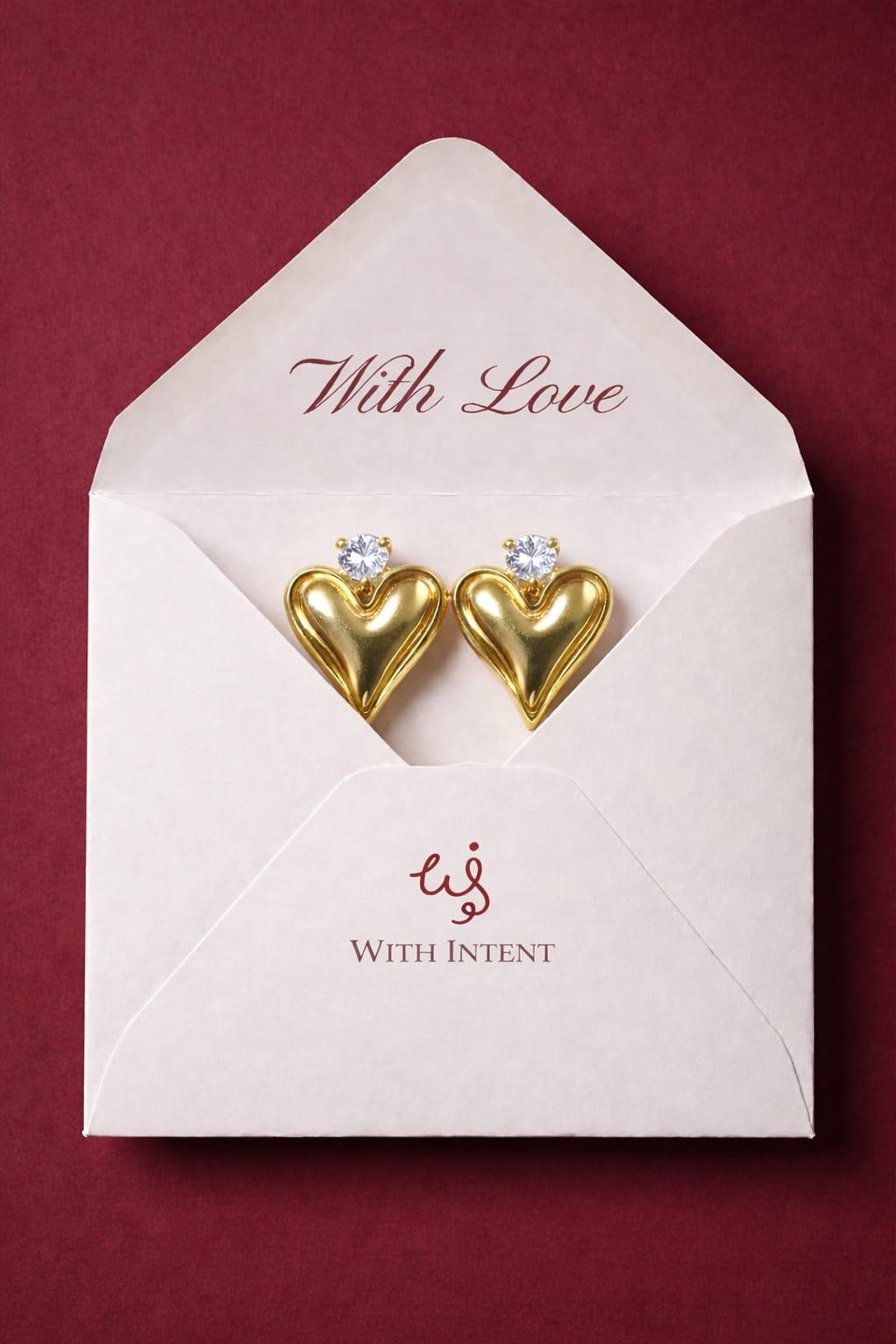  With Love Heart Studs