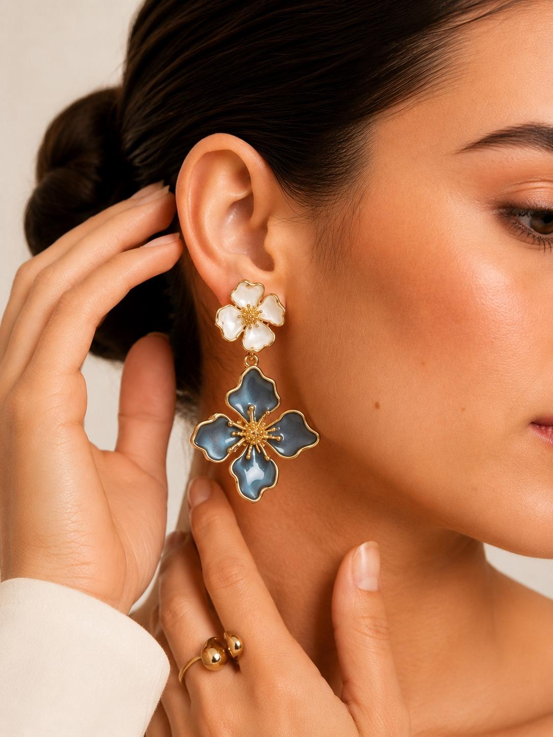 Midnight Bloom Floral Drop Earrings
