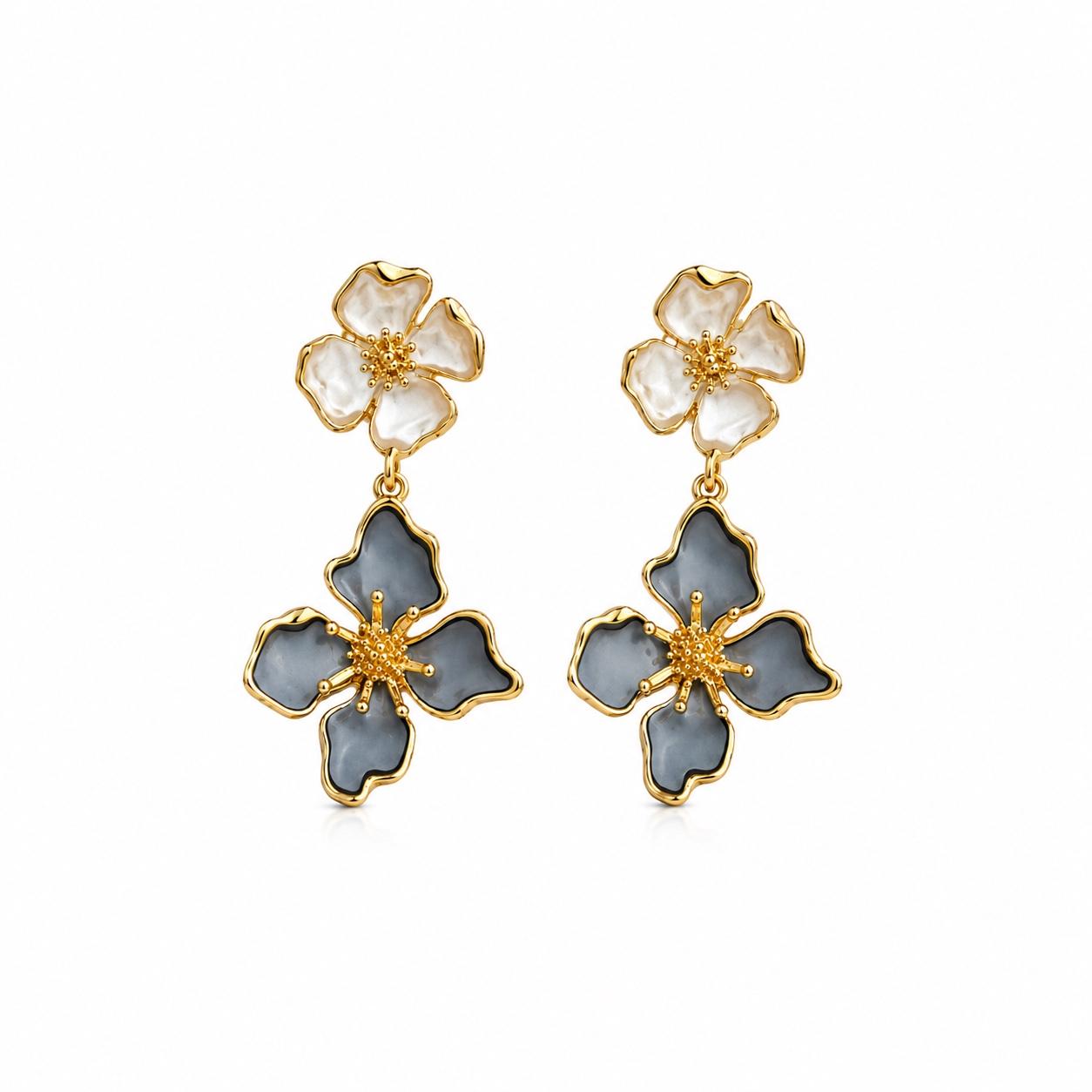 Midnight Bloom Floral Drop Earrings