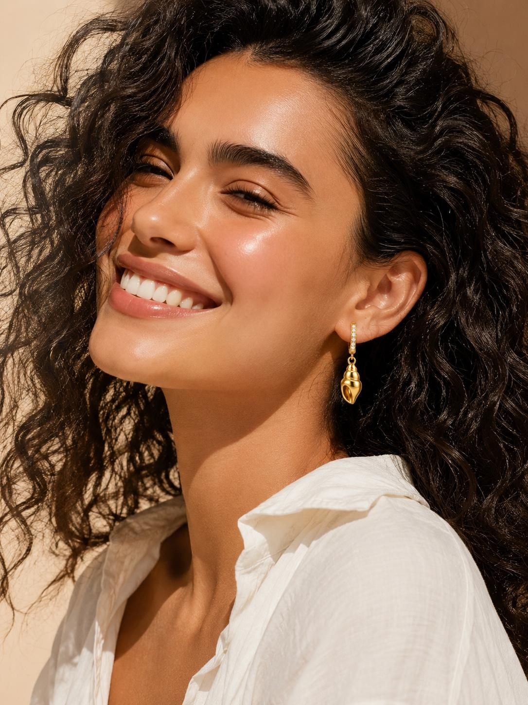 Maris Shell Charm Huggie Earrings