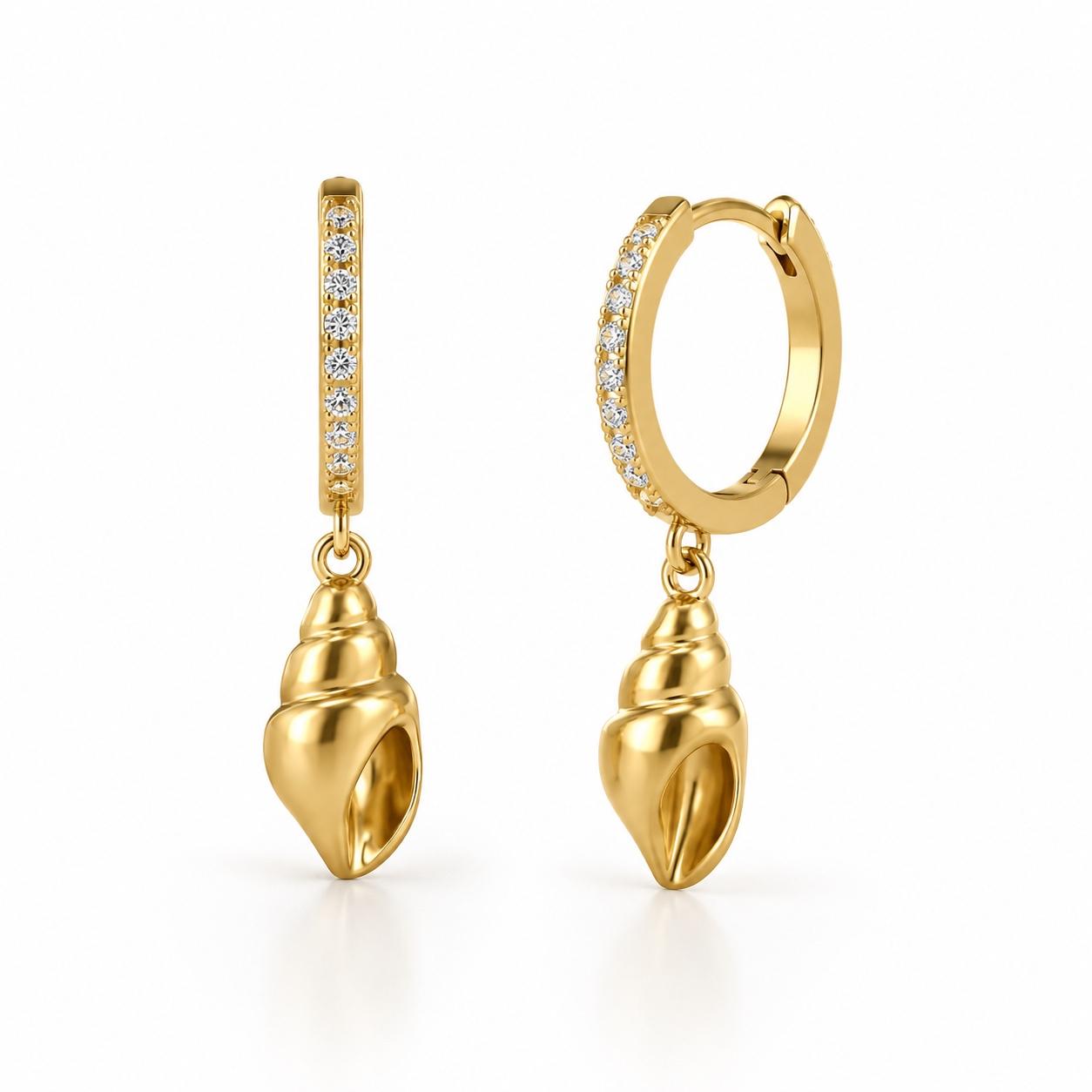 Maris Shell Charm Huggie Earrings
