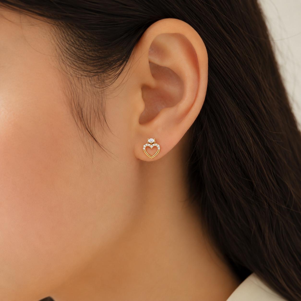 Amora Crystal Heart Stud Earrings