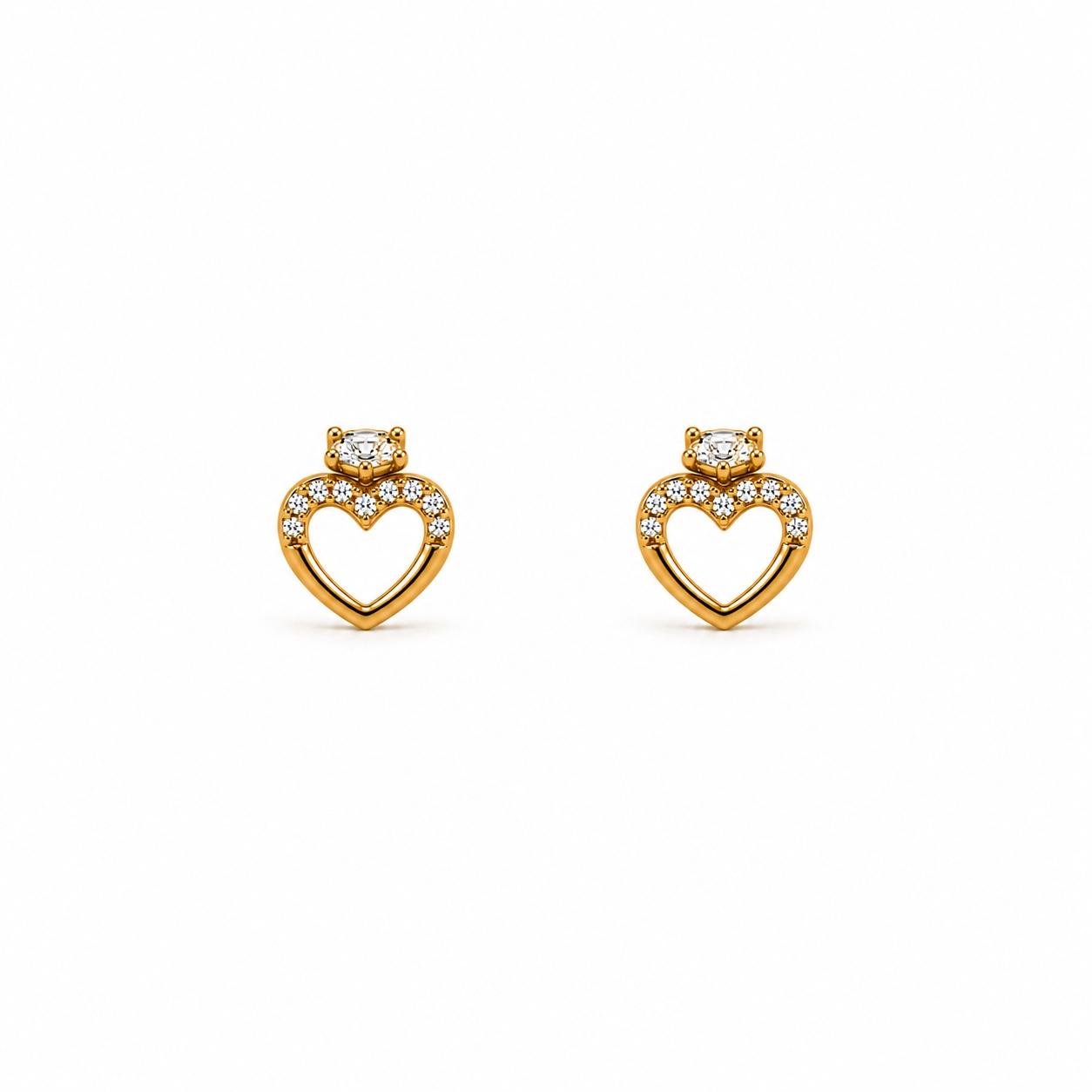 Amora Crystal Heart Stud Earrings