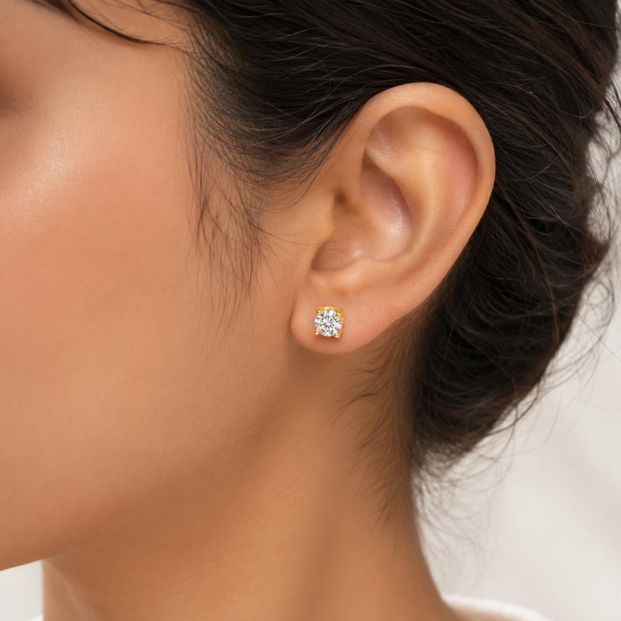 Luna Solitaire Stud Earrings