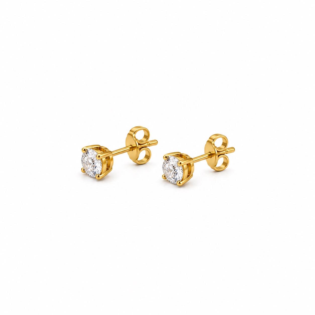Luna Solitaire Stud Earrings